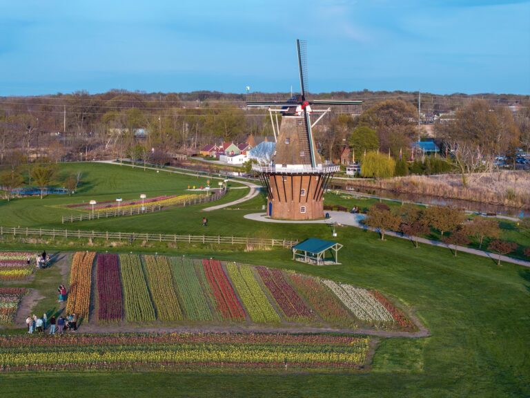 Fly your drone in an open space if you're just getting started. The tulip fields in Holland, Michigan, is one place.